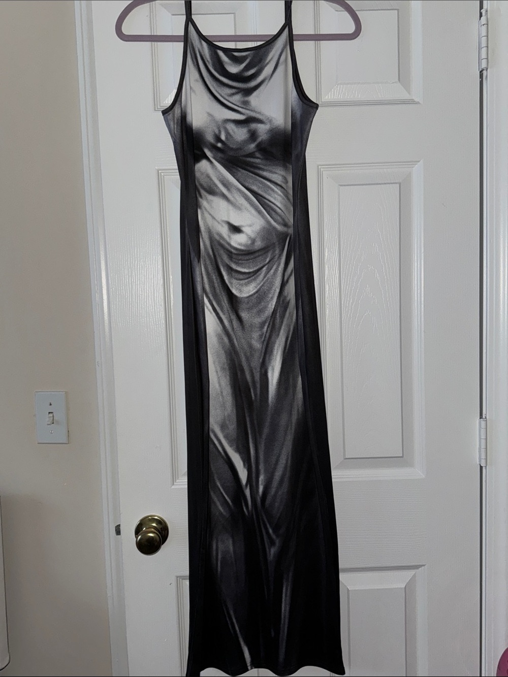 SHEIN Black & Gray Satin-Effect Slip Dress